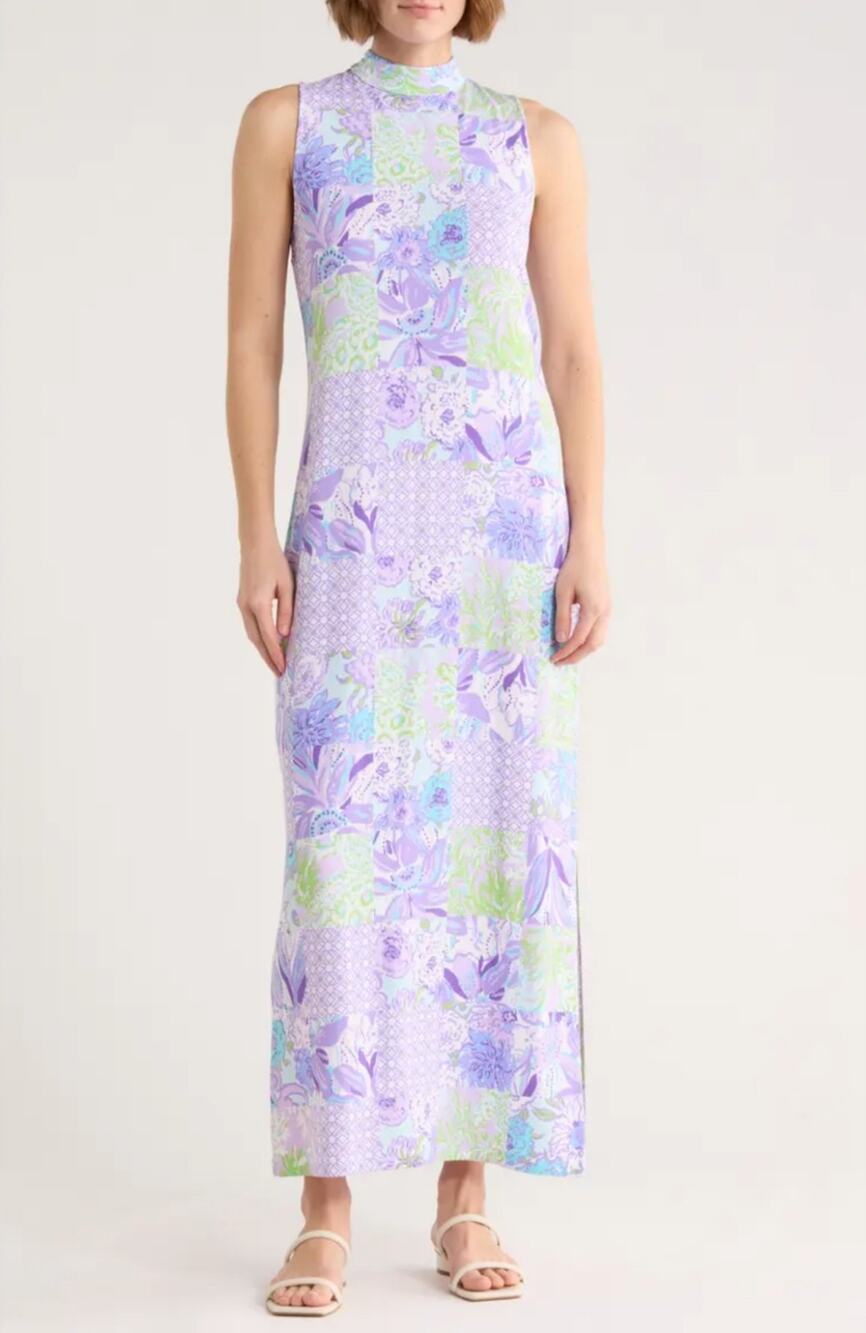 Lilly Pulitzer Wellington Sleeveless Purple Floral Maxi Dress Large